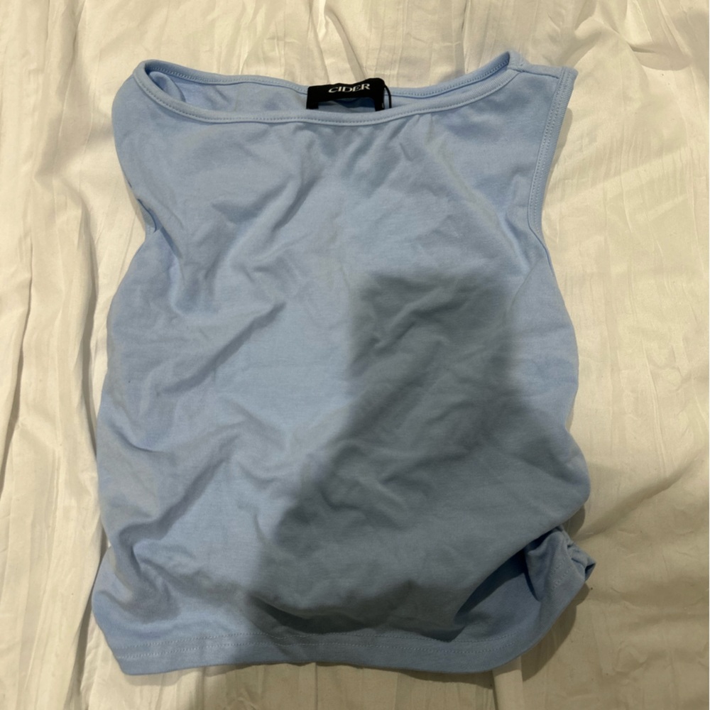 Cider Light Blue Ribbed Tank Top